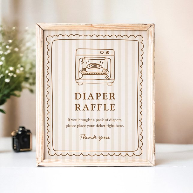 Affiche Stripe Bun in the Oven Shower Diaper Raffle Game (Créateur téléchargé)