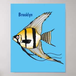 Affiche Striped angelfish cartoon