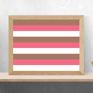 Affiche Stripes Mocha Brown rose blanc