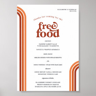 Affiche Stripes Rétro Seventies   Menu Mariage