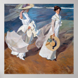 Affiche Strolling along the Seashore by Joaquín Sorolla