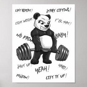 Affiche Strong Panda Deadlift Chemise Homme Bodybuilder Be