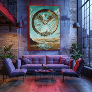 Affiche Structure circulaire flottant surréelle avec Abstr