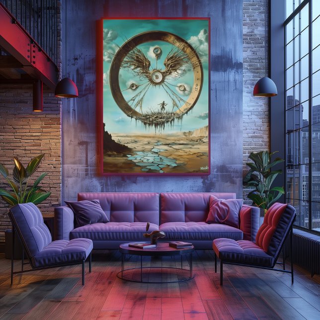 Affiche Structure circulaire flottant surréelle avec Abstr (Créateur téléchargé)