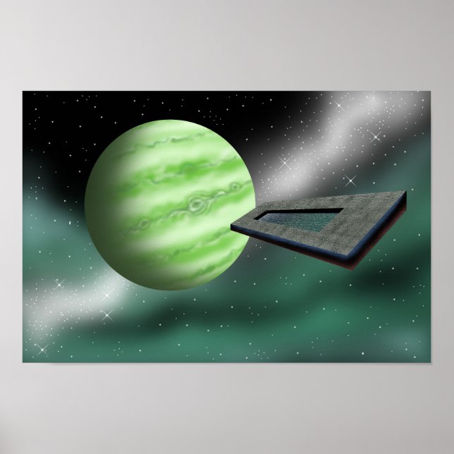 Affiche Structure inconnue se dirigeant vers une planète. (Devant)