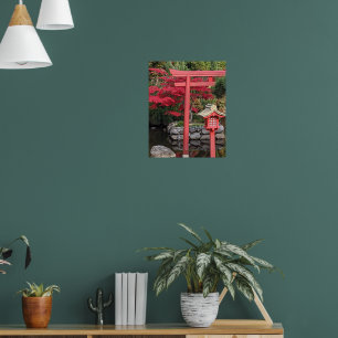 Affiche Structures de jardin japonais et feuilles d'érable