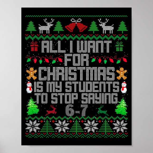 Affiche Students Saying 6-7 67 Six Seven Fun Teacher Ugly  (Devant)