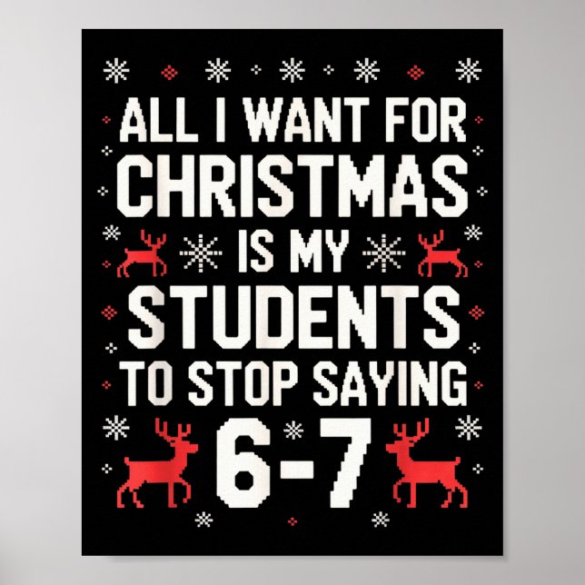 Affiche Students Saying 6-7 67 Six Seven Funny Teacher Chr (Devant)