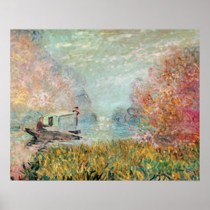 Affiche Studio de bateau de Claude Monet   sur la Seine