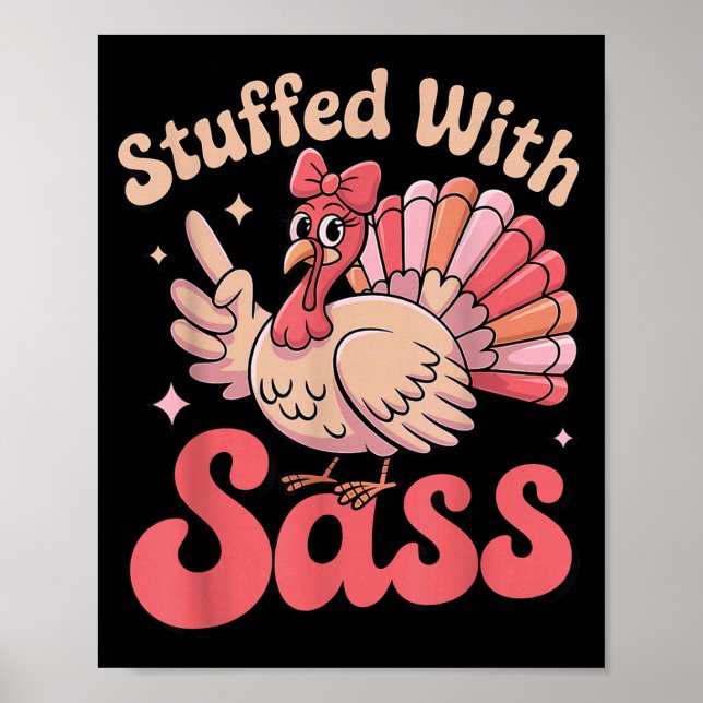 Affiche Stuffed With S Turkey Cute Nk Coquette Thanksgivin (Devant)