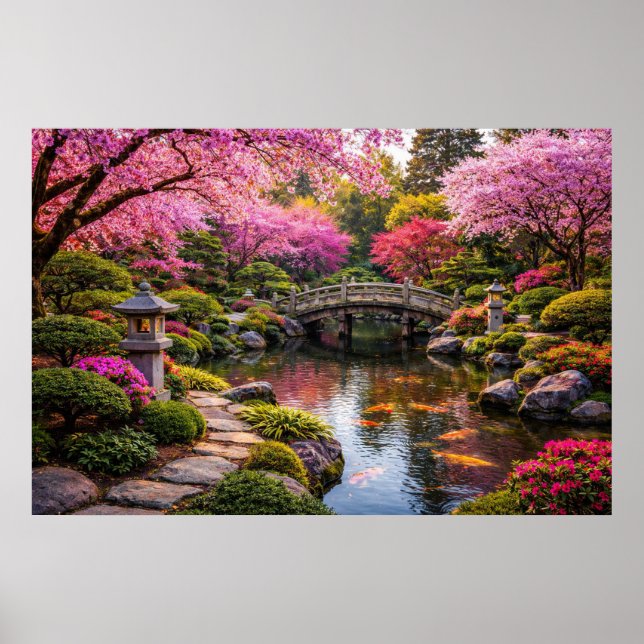 Affiche Stunning Japanese Garden & Koi Pond (Devant)