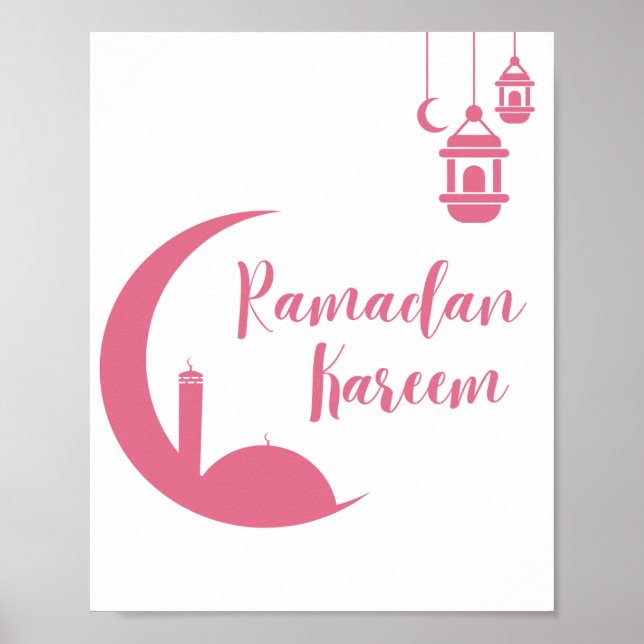 Affiche Stunning Ramadan Kareem Red Crescent & Lantern Wal (Devant)