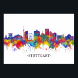 Affiche Stuttgart Germany Skyline<br><div class="desc">Elegant Watercolor Skyline of Stuttgart,  capital of southwest Baden-Württemberg state of Germany</div>