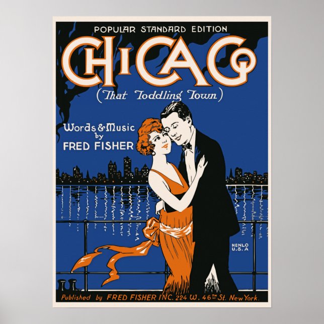Affiche Style 1920 couple de danse, musique de Chicago (Devant)