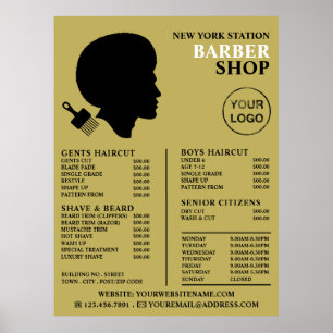 Affiche Style Afro, Liste de Prix des Barbiers pour Hommes