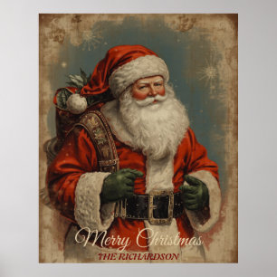 Affiche Style antique Santa Claus Vintage Noël rustique