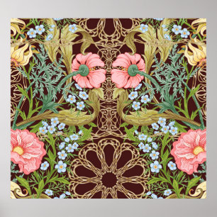 Affiche Style Art Nouveau Floral : Motif Vintage coloré