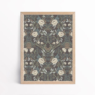 Affiche Style Arts et Artisanat Vintage Fleur de Pivoine