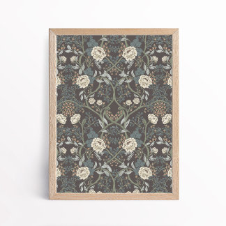 Affiche Style Arts et Artisanat Vintage Fleur de Pivoine