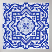 Style azulejo en céramique craquée bleue Azulejo V