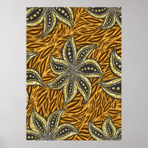 Affiche Style Batik Floral Abstrait africain