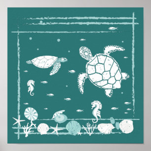 Affiche Style bleu sous-marin