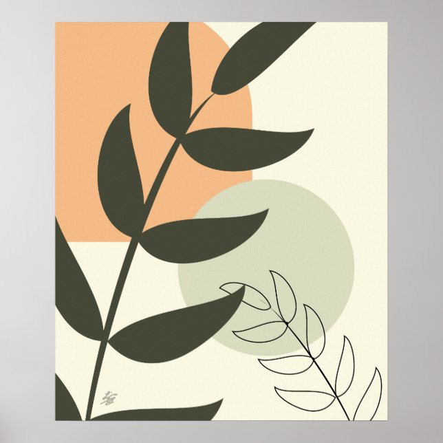 Affiche Style Boho Feuille Abstraite (Devant)