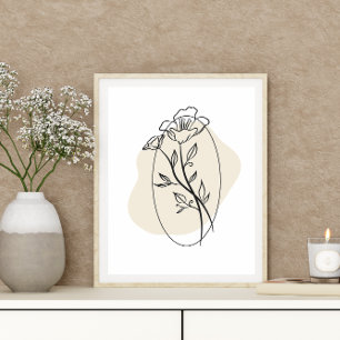 Affiche Style Boho minimal Abstrait Design Fleurs florales
