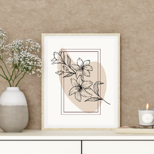 Affiche Style Boho minimal Abstrait Design Fleurs florales