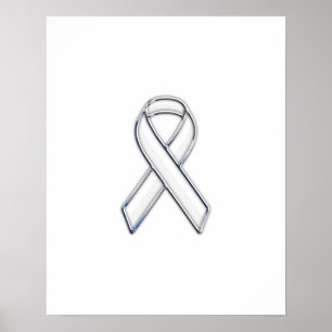 Affiche Style Chrome White Ribbon Sensibilisation