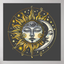 Style classique Sun&Moon&Star Divination Astrologi