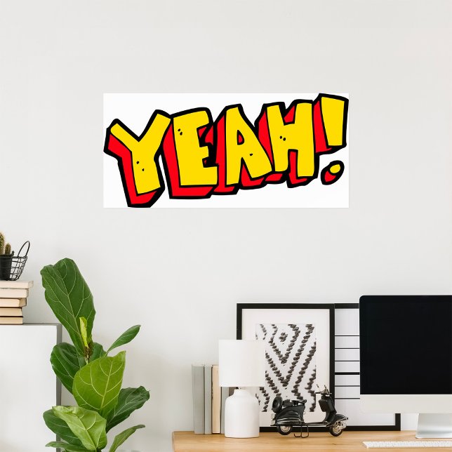 Affiche Style comique Ouais Texte Graphique en gras Jaune (Créateur téléchargé)