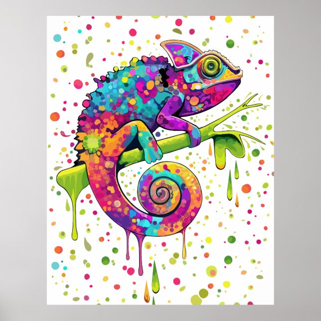Affiche Style d'aquarelle des teintures Chameleon (Devant)