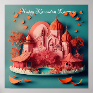 Affiche Style d'art papier Joyeux Ramadan Canvas
