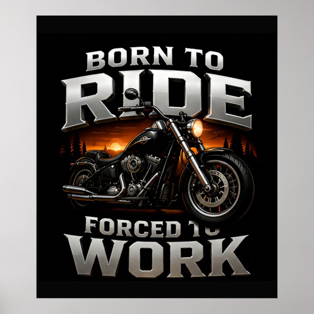 Affiche 🏍️ Style de crâne de motard chromé pour les motar (Devant)