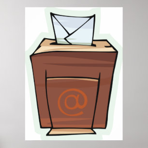 Affiche Style de dessin de l'icône de boîte de réception d