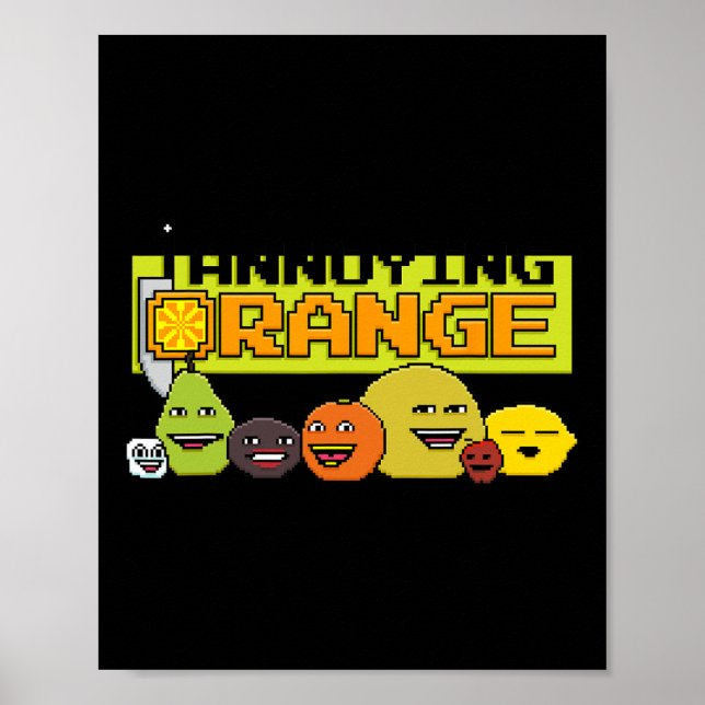 Affiche Style de jeu vidéo 8 bits orange (Devant)