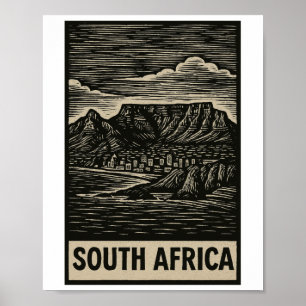 Affiche Style de linogravure sud-africain