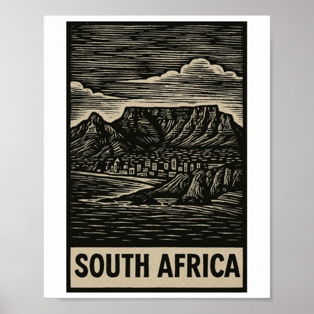 Affiche Style de linogravure sud-africain (Devant)
