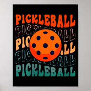 Affiche Style de pickleball rétro féminin avec une cornich