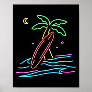 Affiche style de surf vintage des années 80 Miami surfeur