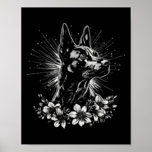 Affiche Style de tatouage Amoureux des chiens belge rétro