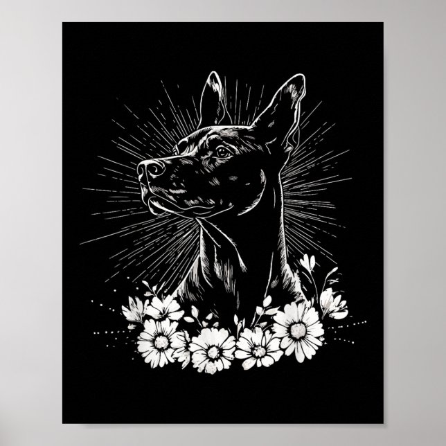 Affiche Style de tatouage Amoureux des chiens rétro Doberm (Devant)