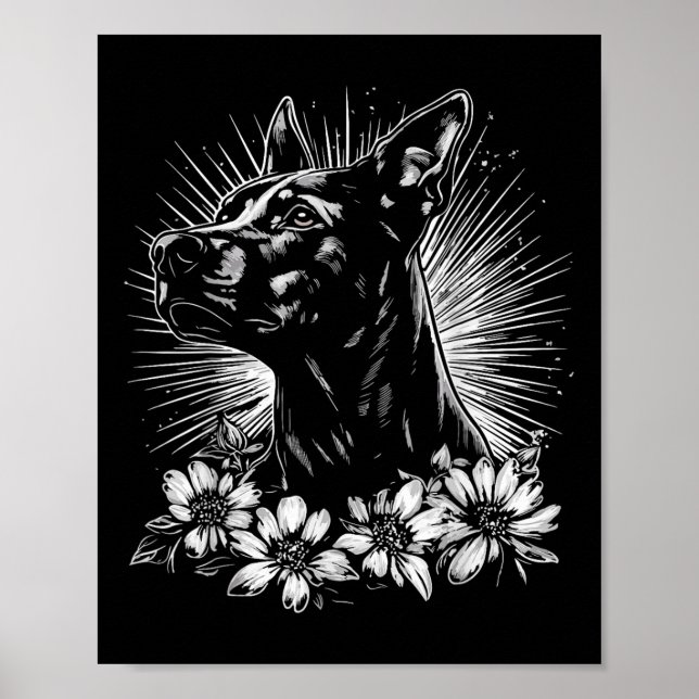Affiche Style de tatouage Amoureux des chiens Rétro Doberm (Devant)