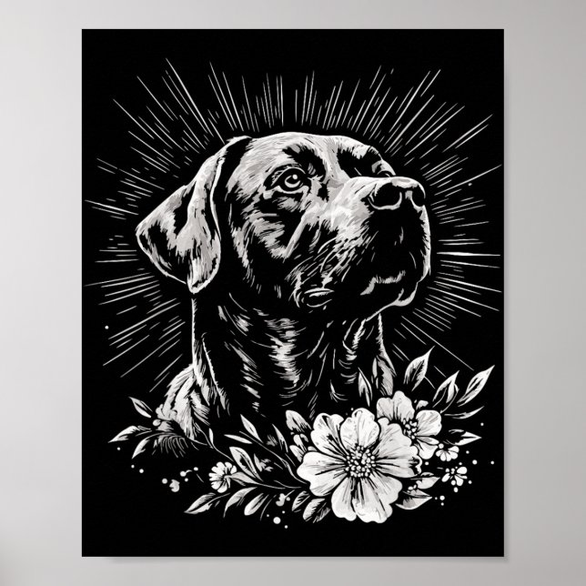 Affiche Style de tatouage Amoureux des chiens Retro Labrad (Devant)