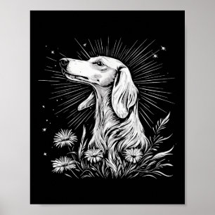 Affiche Style de tatouage Amoureux des chiens rétro Saluki