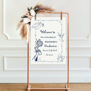 Affiche Style Doodles Main Draduation Party bienvenue