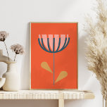 Affiche Style folklorique scandinave Fleur simple en orang<br><div class="desc">Joli et minimaliste,  cet art floral folklorique moderne de style danois présente une simple fleur vectorielle orange.</div>