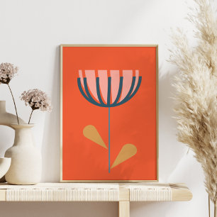 Affiche Style folklorique scandinave Fleur simple en orang