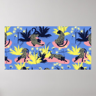 Affiche Style géométrique motif tigre et léopard